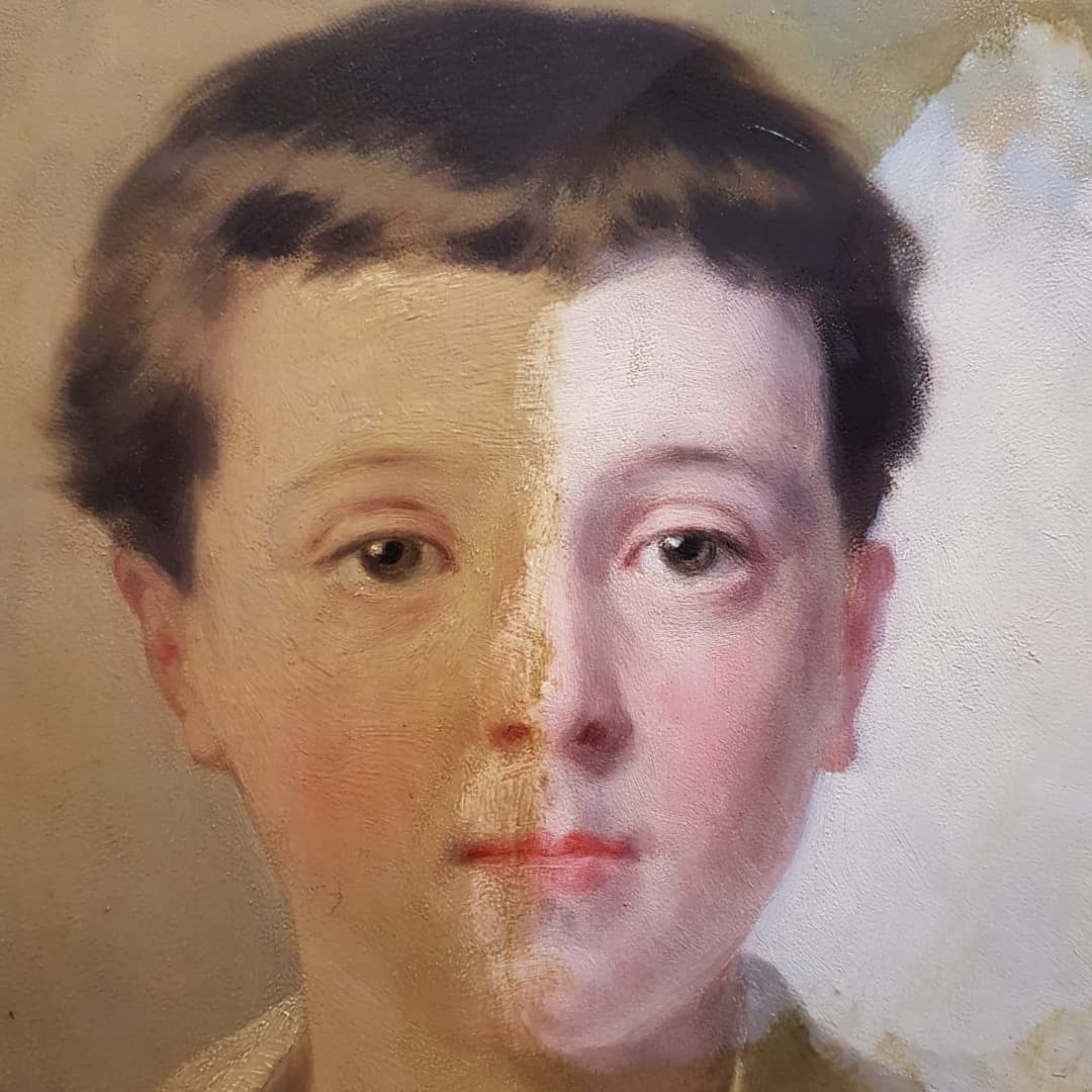 Ricardo Balaca (1844 – 1880). "Retrato de niño", h. 1865, 35 x 25 cm, óleo sobre caoba.