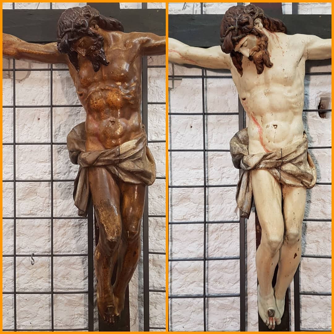 Continuación de la restauración del Cristo muerto en la Cruz del S.XVI.