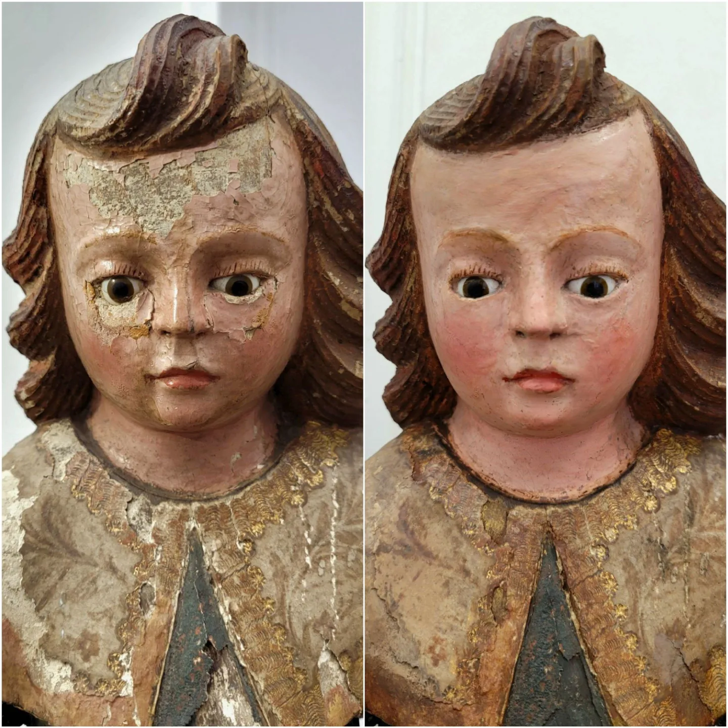 Anónimo español. “Arcángel San Rafael”. Madera policromada y dorada, S. XVIII. 80 cm